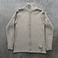Vintage Diesel Beige Ribbed Knit Full-Zip Sweater - M