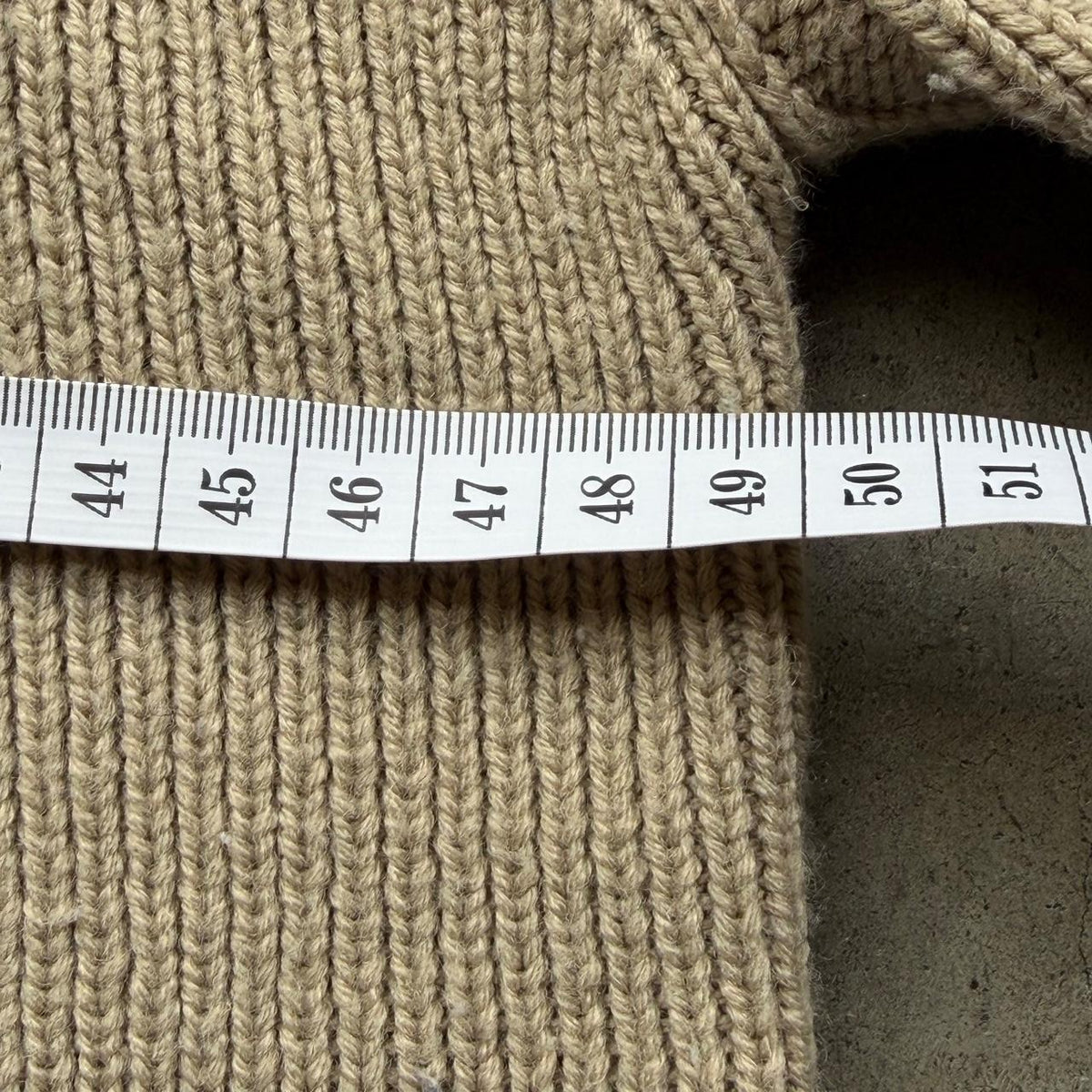 Vintage Diesel Beige Ribbed Knit Full-Zip Sweater - M