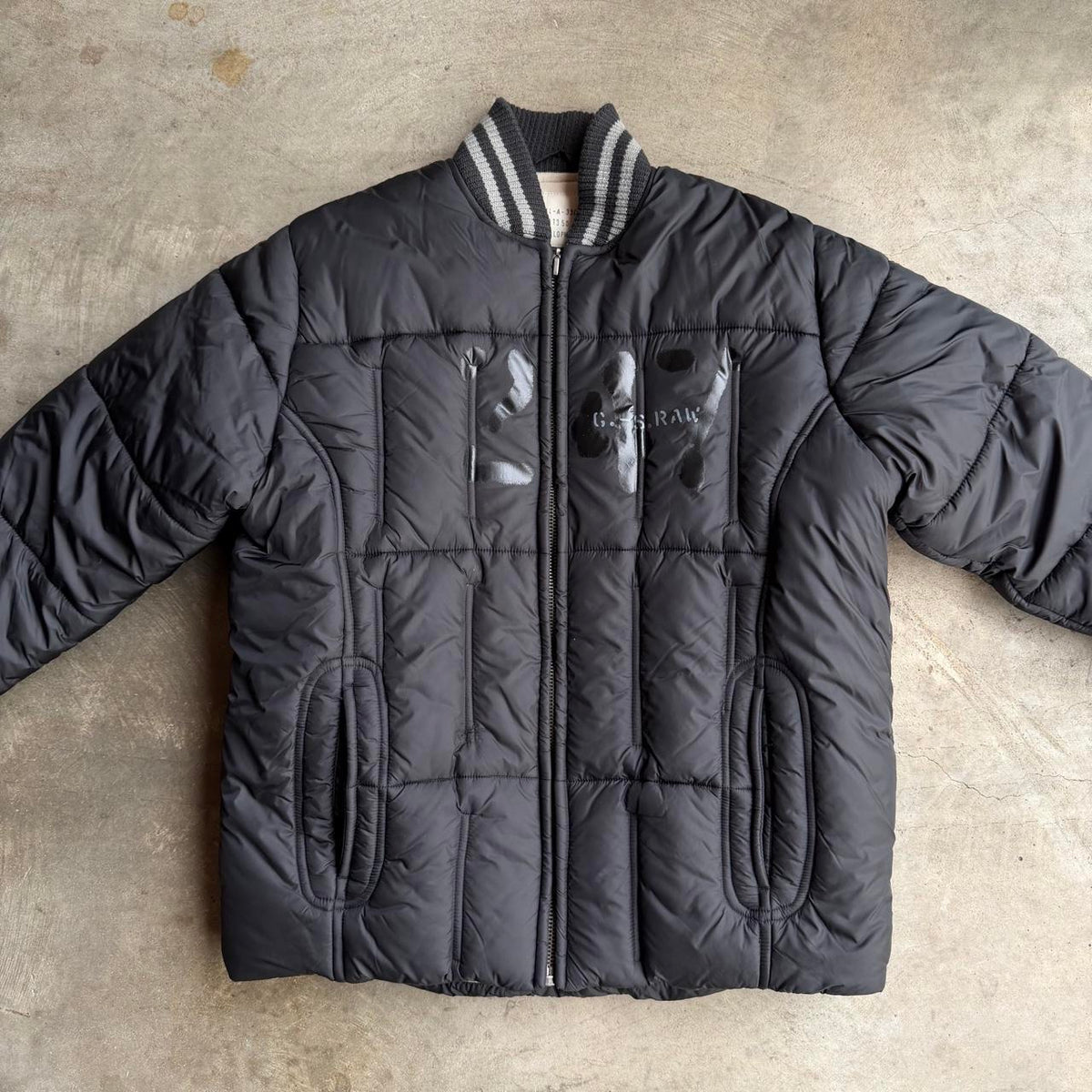 Vintage G-Star Men's Black Puffer Jacket - L