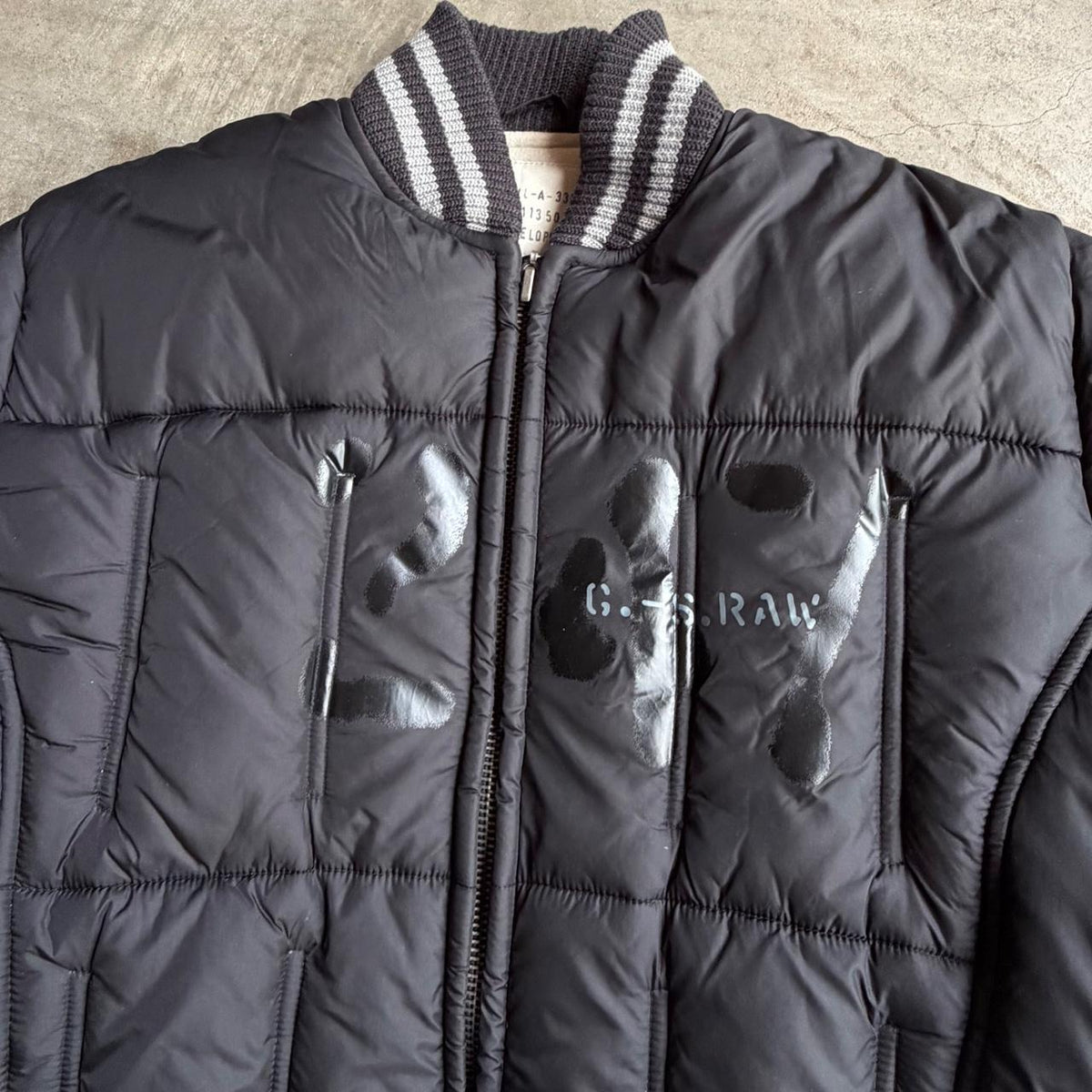 Vintage G-Star Men's Black Puffer Jacket - L